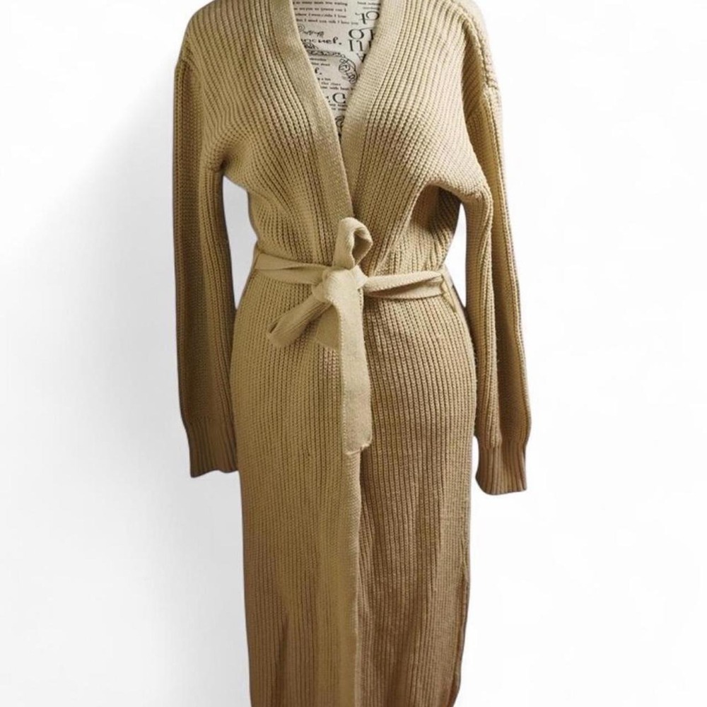 Cozy Minimalist Casual Boho Duster Cardigan with Tie Wais